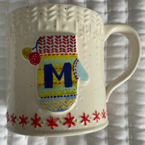 Anthropologie Mitten Mug Monogram  "M", 16 oz. Hand-glazed stoneware.